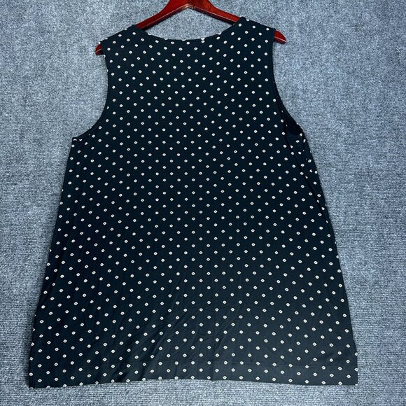 J Jill Wearever Collection Top Womens XL Sleeveless Tank Black Floral Print Knit - Picture 5 of 6